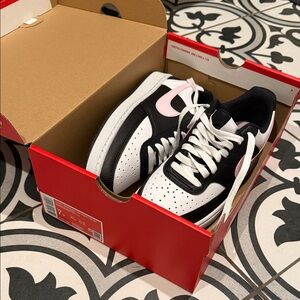 Nike Black and White Sneakers with Pink Accents